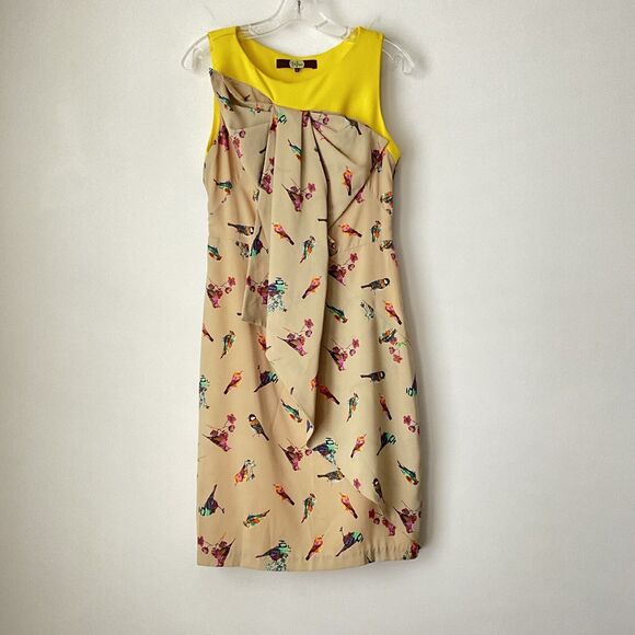 Eva Franco Anthropologie Mockingbird Aria Dress Sleeveless Tan Yellow 6 - Picture 9 of 9